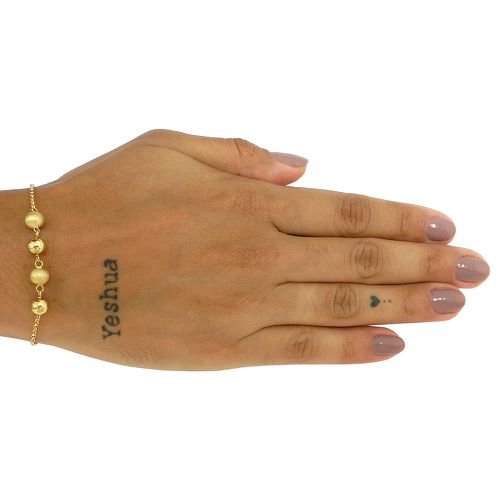 Pulseira de Ouro 18k com bolas Foscas e Polidas 6mm