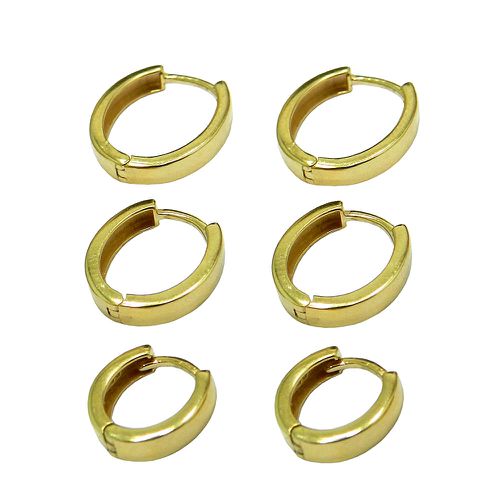 Brinco Argolas em Ouro 18K Trio Modelo click 4.4g