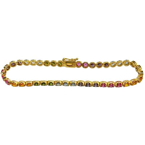 Pulseira em Ouro 18k Riviera com Zircônias Coloridas