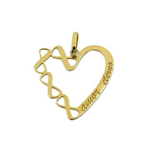 Pingente de Coração Amor Eterno em Ouro 18k