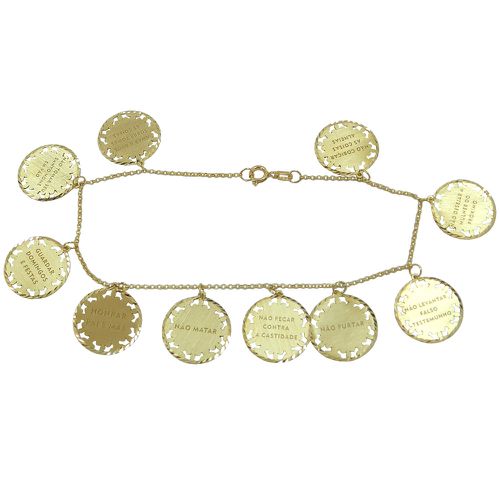 Pulseira Fosca 10 Mandamentos em Ouro 18k 0,750