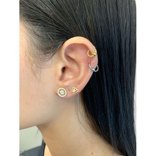 Piercing De Orelha, Hélix/Cartilagem De Ouro 18k Redondo com Zircônia