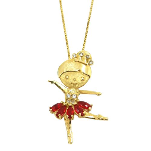 Pingente de Ouro 18k Bailarina com Zircônias 26mm 