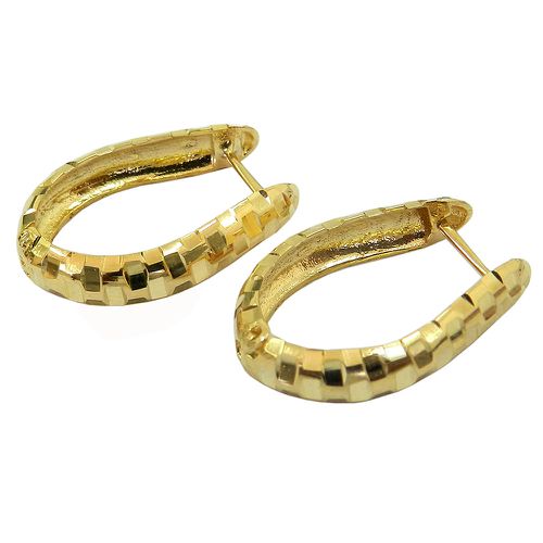 Brinco em Ouro 18k Argola Diamantada 18.5x14.8mm