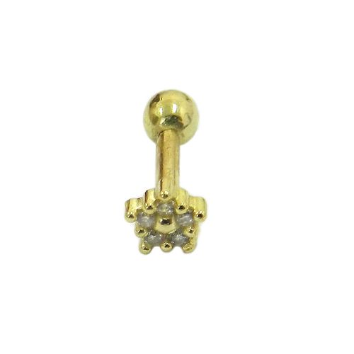 Piercing de Orelha em Ouro 18k Flor com Zircônias