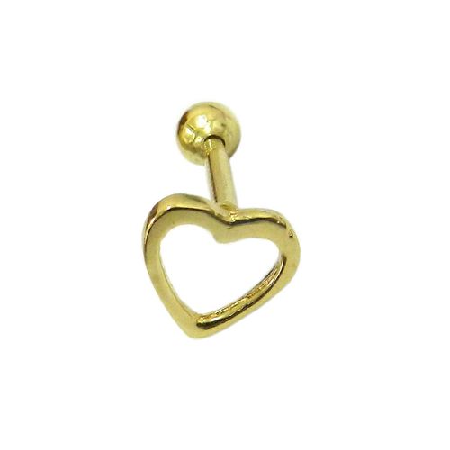 Piercing de Orelha em Ouro 18k Coração Vazado