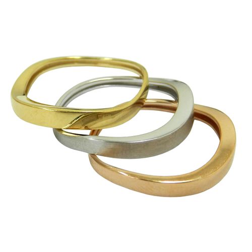 Conjunto de Anéis em Ouro Amarelo Branco e Rosê 18k 