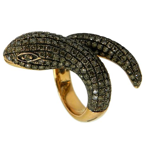 Anel de ouro 18k de Cobra com Diamantes
