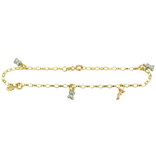 Pulseira Feminina de Ouro 18K com Pingentes Diversos