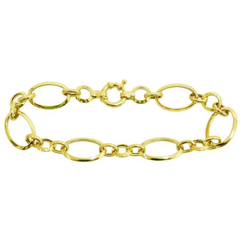 Pulseira de Ouro 18k com Elos Ovalados Ocos 11x17mm