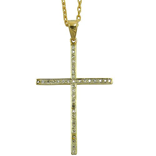 Crucifixo Grande em Ouro 18K cravejado com Brilhantes