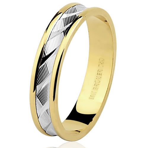 Aliança em ouro 18k 750 Frisada Bodas com 4,5mm