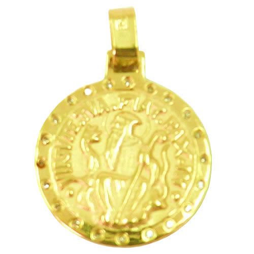Pingente de ouro Medalha de São Bento com Brilhantes
