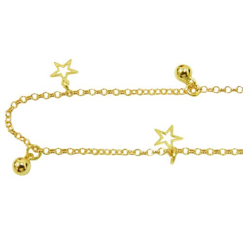 Tornozeleira de Ouro com Bolinhas e Estrelas