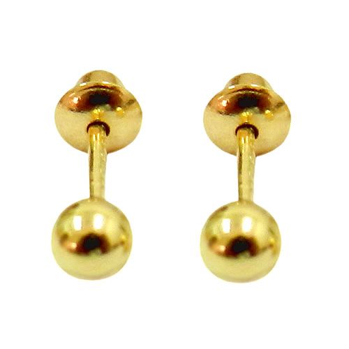 Brinco de bolinha infantil Baby em Ouro 18k 4.0mm