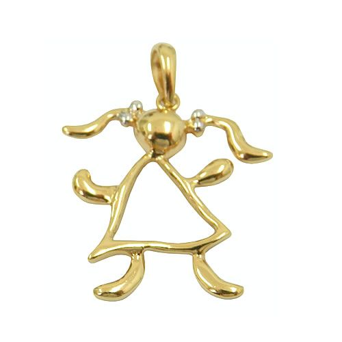 Lindo Pingente de Menina em Ouro 18K