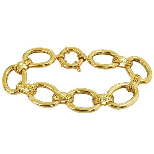 Pulseira Feminina Grossa em Ouro 18k Design Italiano