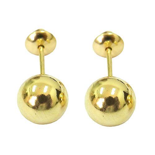 Brinco de Bola em Ouro 18K (0,750) Grande 6mm