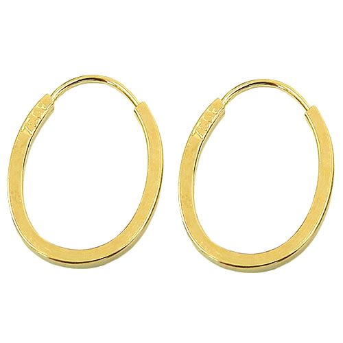 Brinco de Argola Oval em Ouro 18K 