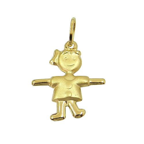 Pingente em ouro 18k Menina Menino Mini 15.5mm