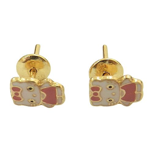 Brinco Infantil Hello Kitty em Ouro 18K Mini