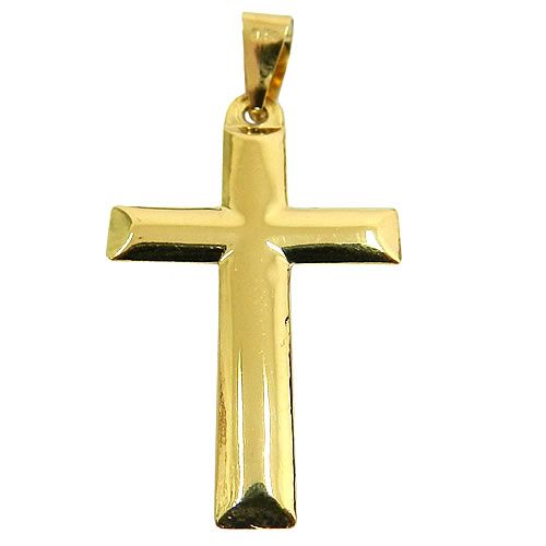 Pingente Religioso Cruz Lisa de Ouro 18K 