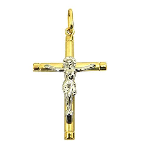 Pingente Crucifixo com Jesus Cristo em Ouro 18K Grande