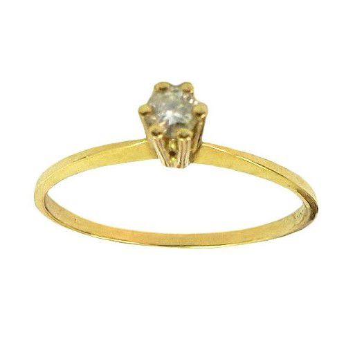 Anéis de Compromisso Ouro 18K com Diamante de 11 Pontos Solitário