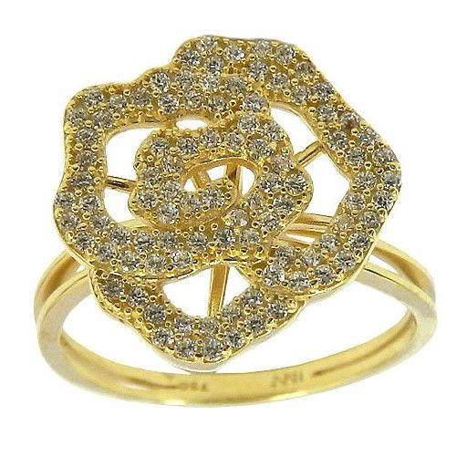 Anéis de Flores em Ouro 18K cravejado com Pedras