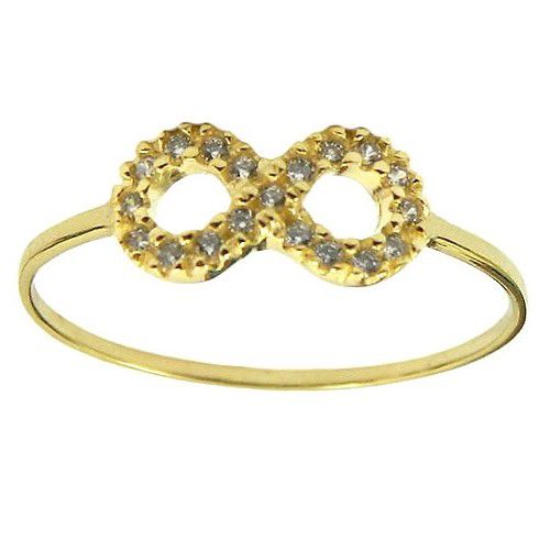 Anel Infinito em Ouro 18K cravejado com Zirconias