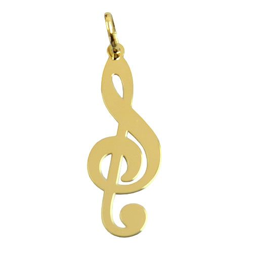 Pingente Nota Musical Clave de Sol em Ouro 18K 