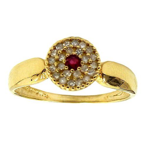 Anéis Femininos Ouro 18K cravejados com Diamantes e Rubi 