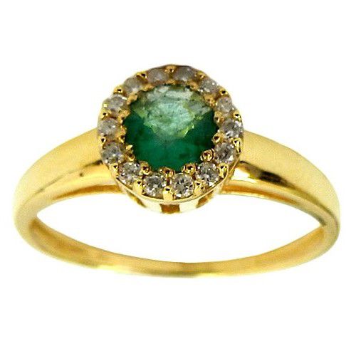 Lindos Anéis Femininos de Ouro 18k com 14 Diamantes e 1 Esmeralda
