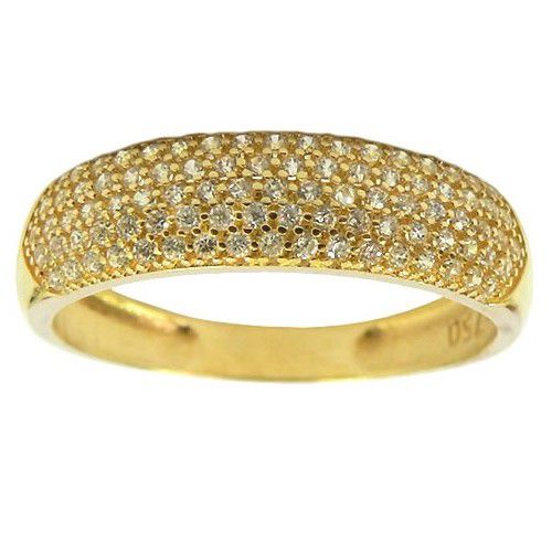 Anel Pavê de Ouro 18K com Zirconia