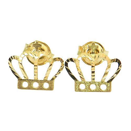 Brinco Coroa de Princesa Ouro 18K Diamantado