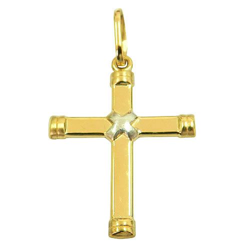 Pingente Crucifixo de Ouro Branco e Ouro Amarelo 18K