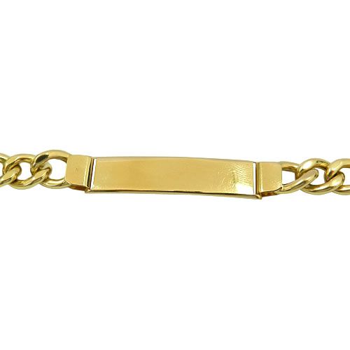 Pulseira Masculina Grossa com Placa Ouro 18K