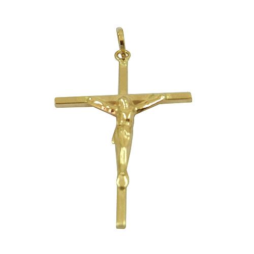 Crucifixo em ouro Fio Retangular Discreto com 24x11mm