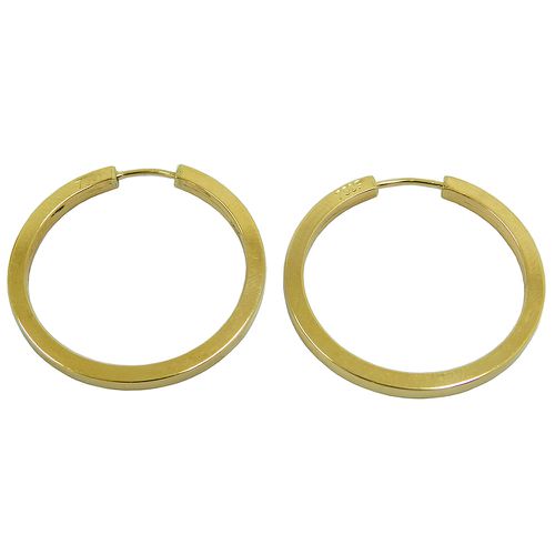 Argola em Ouro 18k Polida Fio Quadrado 25.0mm