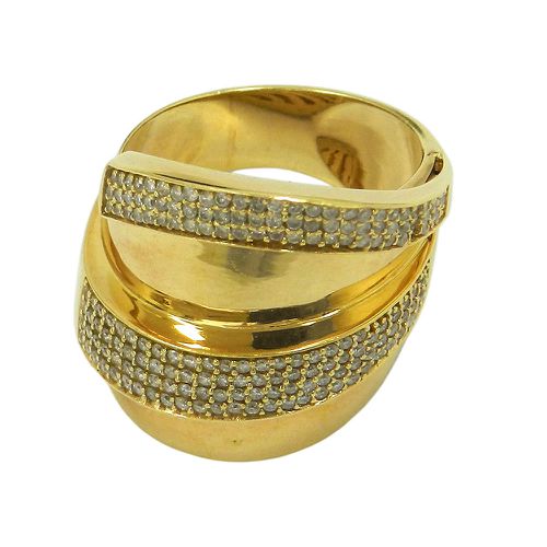 Anel em Ouro 18k Largo com Brilhantes Naturais