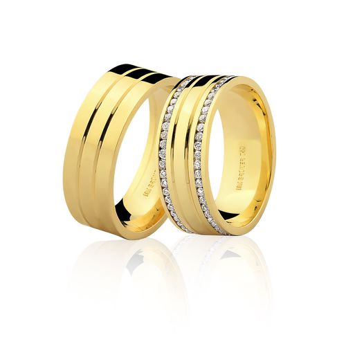 Alianças de Casamento em Ouro Larga com Frisos 7.0mm