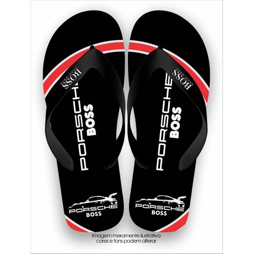 Chinela Boss Preta e Vermelha Importada Modelo Por... - ROTA SHOES
