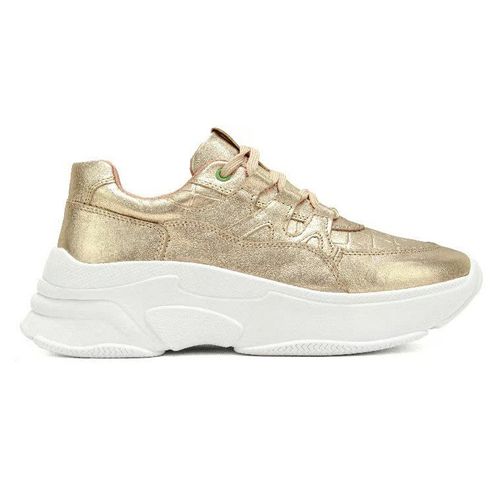 Tênis Skeaker Feminino Casual Sola 5,5cm dourado c...