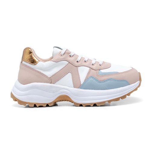 Tênis Skeaker Feminino Casual Pink baby couro legí...