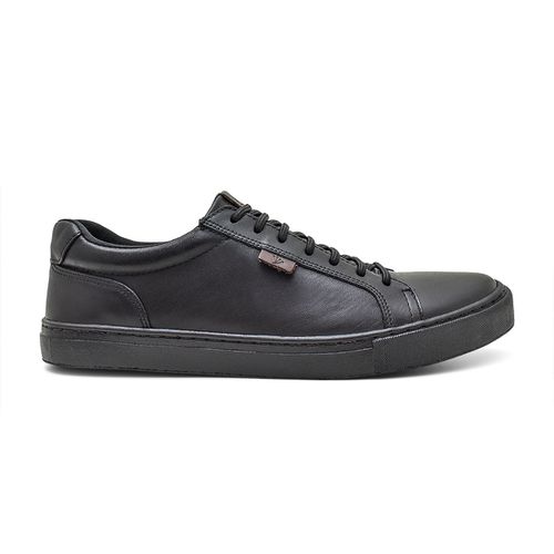 Tênis Casual Masculino Couro Legítimo cano baixo AllBlack