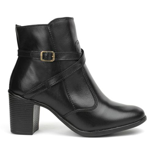 Bota Feminina Salto Alto Coturno Couro Detalhe Tra... - ROTA SHOES