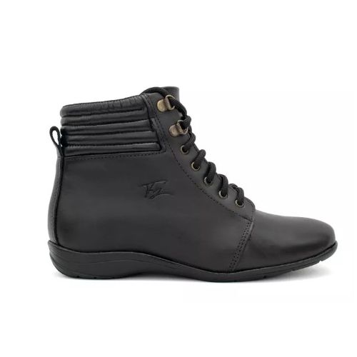 Bota Couro Feminina Estilosa Preta cano curto conf... - ROTA SHOES