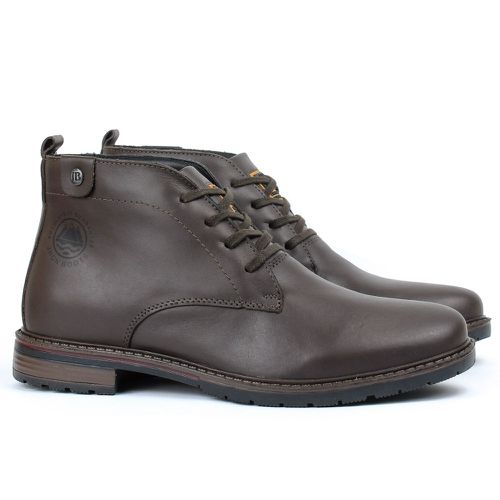 Bota Masculina Em Couro Legítimo Executiva Café - ... - ROTA SHOES
