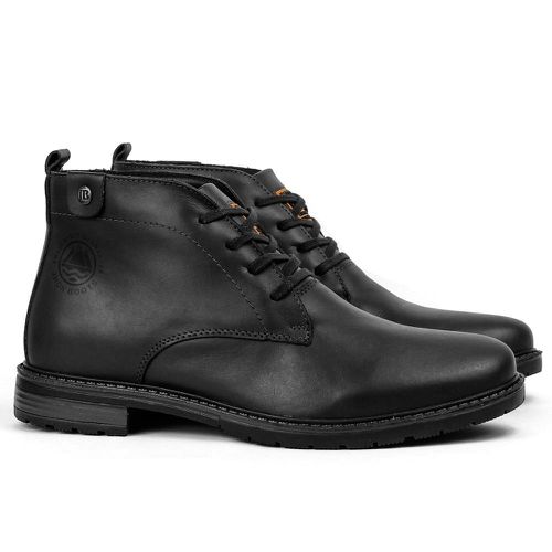 Bota Masculina Em Couro Legítimo Executiva Preta -... - ROTA SHOES