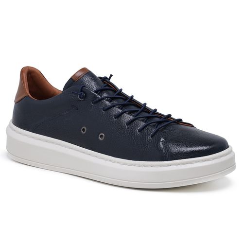 Sapatênis Masculino Couro Legítimo Genebra Azul - ... - ROTA SHOES